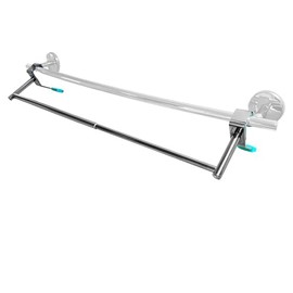 Bathroom Towel Rack, The Magic Bar, Doubles Your Towel Space Fits Almost Any Towel Bar or Shower Walls, No Tools Required, Expands from 14.5 to 25.5 Inches, Chrome