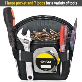 SOGCASE Tool Pouch Nails Screws Bag with Belt Clip (XL, Black)