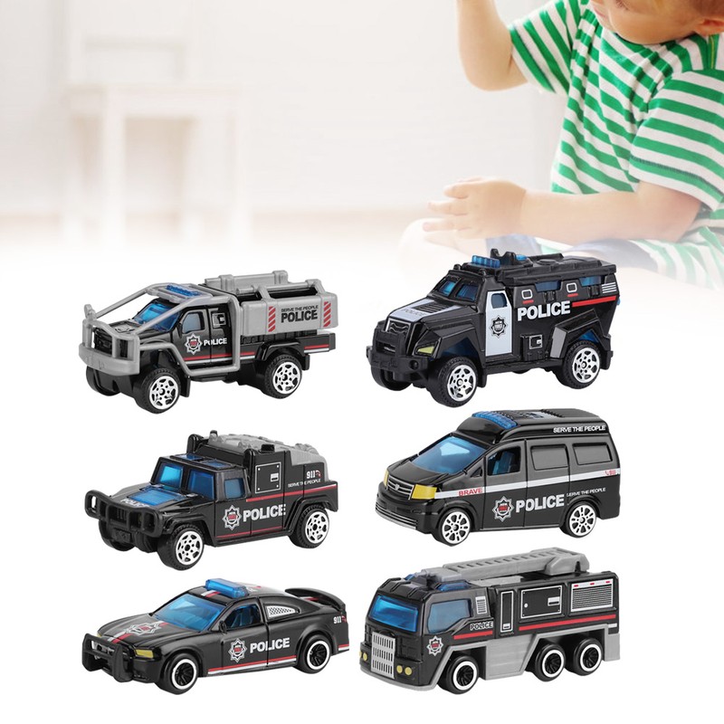 6pcs 1:64 Engineering Car Model Alloy Simulation Vehicle Car Model