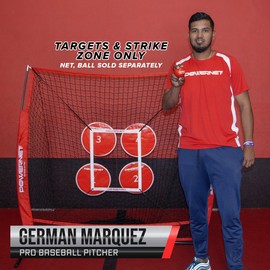 PowerNet German Marquez Pitch Perfect Targets and Strike Zone Attachment for 7x7 Net Bundle | Baseball Softball Pitching Trainer | 3 Size Target Set | Increase Accuracy Location | Training Aid