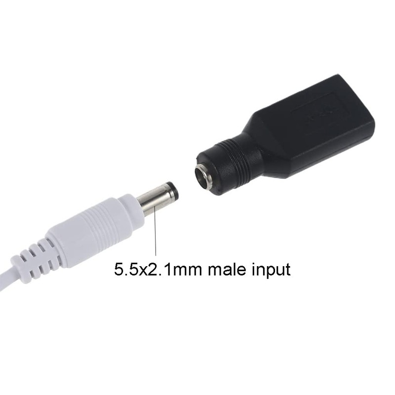 BYUTFA USB 2.0 A Female to DC 5.5x2.1mm Hollow Plug