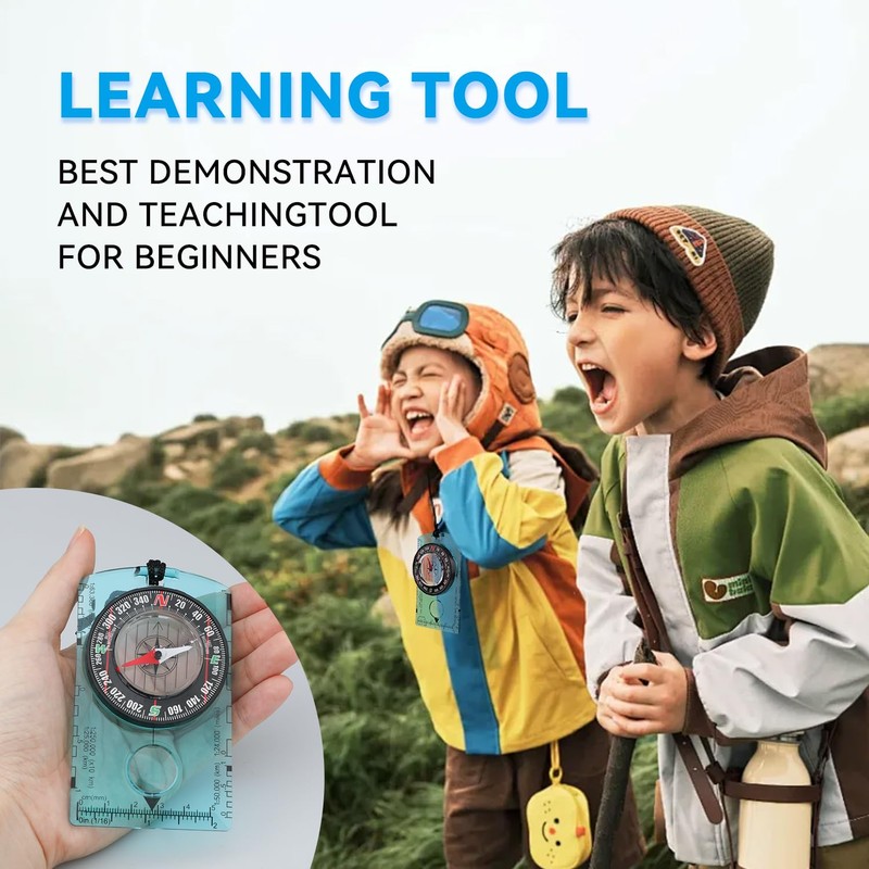 Hiking Survival Compass Set for Kids, Magnetic Navigation Gear, Backpacking
