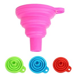 KOLIBROX Foldable Silicone Kitchen Funnel - Easy to Carry - Heat Resistant, Non-Toxic & Odorless Wide Mouth Food Grade Gadget - Perfect for Transferring Liquid, Powder & Dry Ingredients | Set of 4