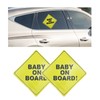 MUQIDA 2PCS Baby On Board Sticker for Cars, 5" by 5" Baby on Board Stickers Sign Automotive Warning Decal, See-Through When Reversing Safety Strong Adhesive Auto Window Sticker (Style 02)