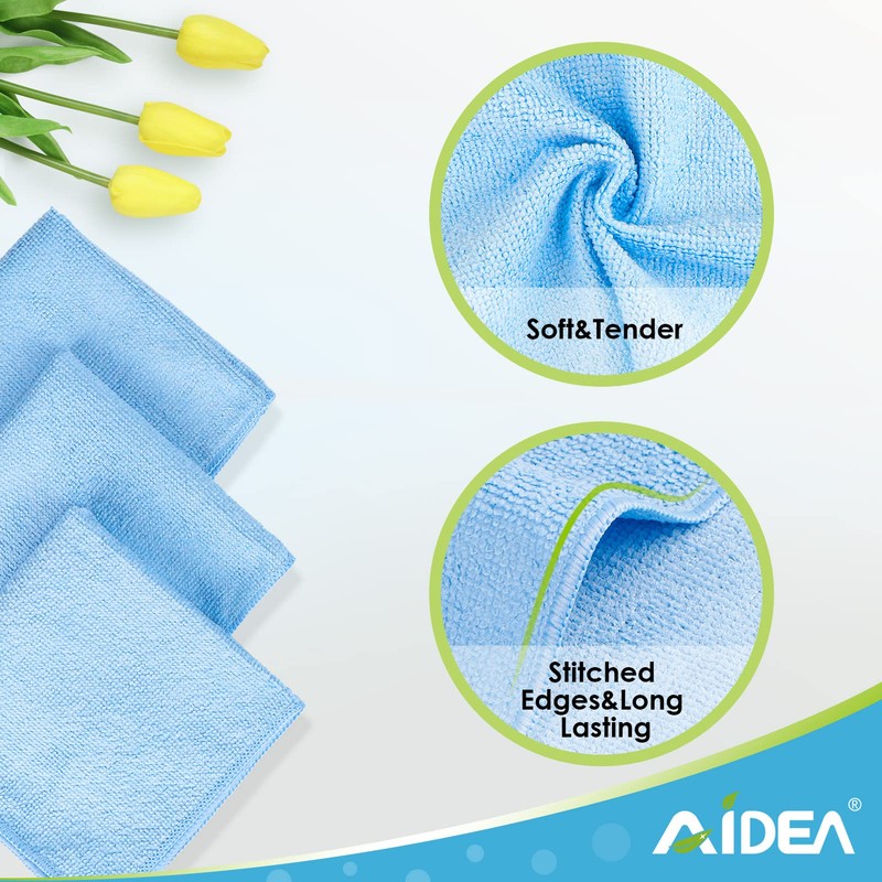 AIDEA Microfibre Cloths Pack of 50 Lint-Free Reusable Microfibre Cloths