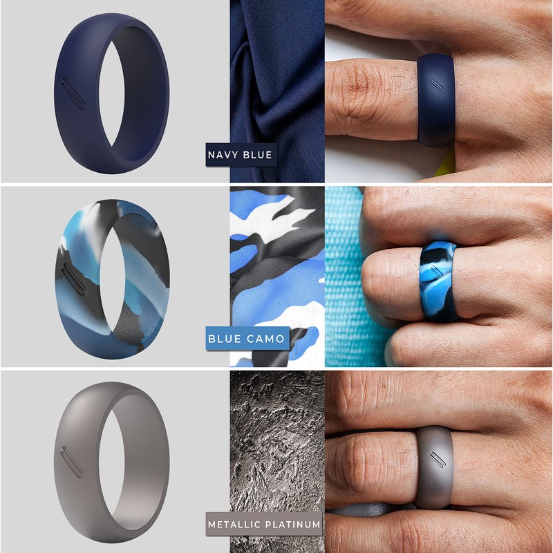 ThunderFit Silicone Wedding Rings for Men, 8 Rubber Engagement Bands