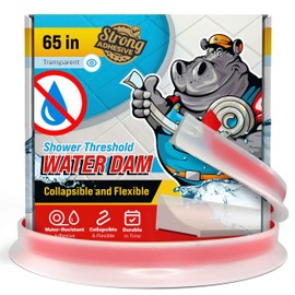 Shower Threshold Water Dam Barrier 65" - Transparent Collapsible Shower Water Blocker - Guard for Walk in Shower - Water Guard Stopper for Floor - Shower Door Water Blocker by Hippo Dam