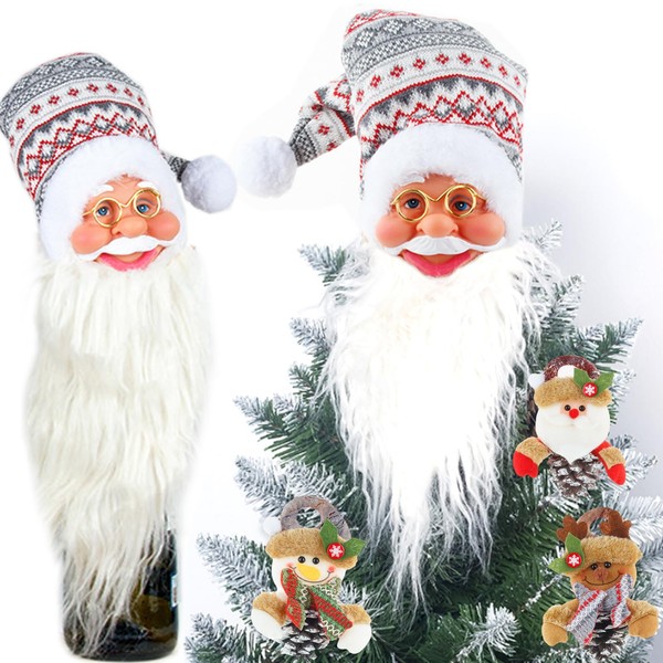 Christmas Tree Topper Santa Claus, saijer Poinsettia for Tree Tip Christmas Tree, Bottle Cover, Christmas Bottle Cover, Christmas Tree Decorations Christmas Tree Pendant