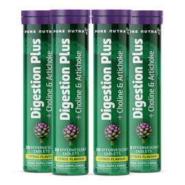 Digestion Plus Effervescent|with Artichoke Extract and Choline|20 Tablets per Tube| Citrus Flavour|from PureNutra
