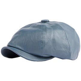 White Fang CA878 Plain Leather Newsboy Hat, Outdoors, Climbing, Walking, Fishing, Women's, Men's,, blue