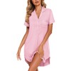 Ekouaer Women's Nightgown Button Down Nightshirt V Neck Sleepshirt Short