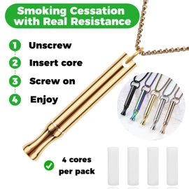 LAMKHOO Breathing Necklace to Quit Smoking and Vaping - Refillable Essential Oil Diffuser, Fidget Necklace for Anxiety Relief, Smokeless Inhaler with 4 Cotton Pods
