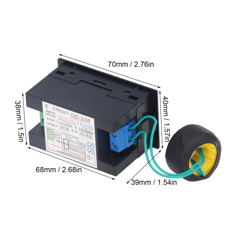 Power Monitor Single Phase LCD Digital Display Voltage Current Meter