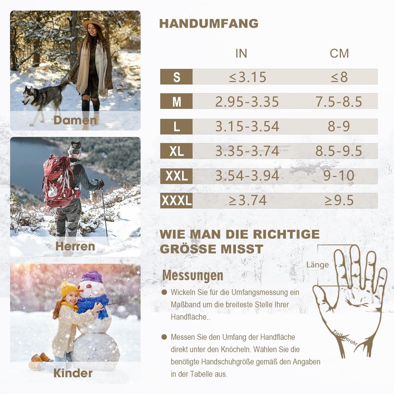 Rahhint Merino Wool Thermal Winter Gloves for Men Women, Touch