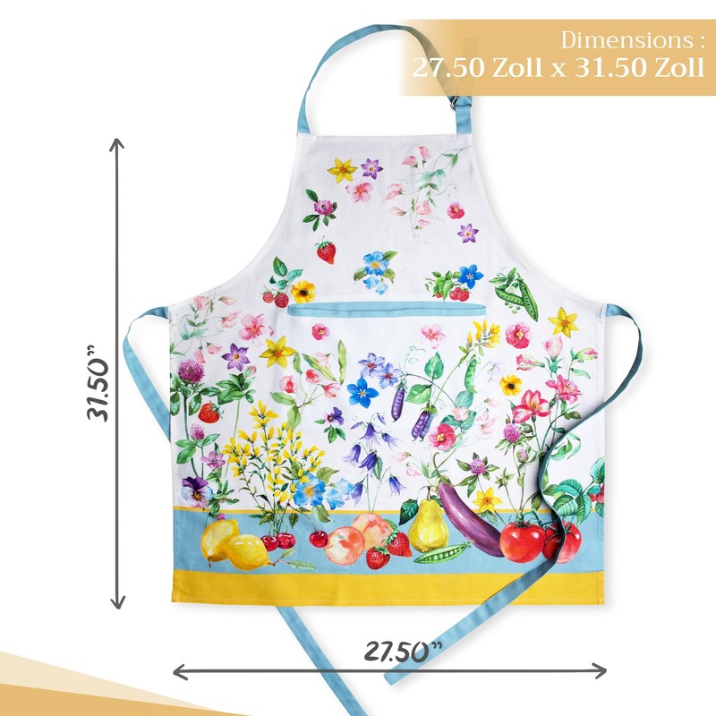 Maison d'Hermine 100% Cotton 1-Piece Kitchen Apron with Adjustable Neck