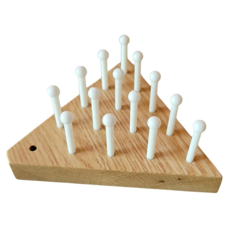 Solid Oak Wooden Peg Game Tricky Triangle, Classic Wooden Brain