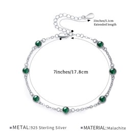 JFASHOP Chakra Bracelet 925 Sterling Silver Yoga Bracelet Women's Yoga Jewellery 7 Chakra Bracelet Amulet Bangle Mother's Day Gifts for Women Girls, Sterling Silver, malachite