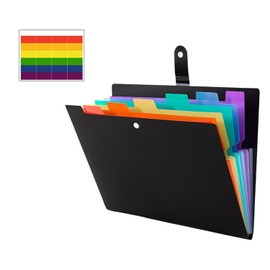 PAVIKE Document File, A4, 7 Pockets, Document Stand, Document Storage Case, Snap Button, Large Capacity, Organization, Sorting Labels, Ideal for Organizing Files in Classroom and Office