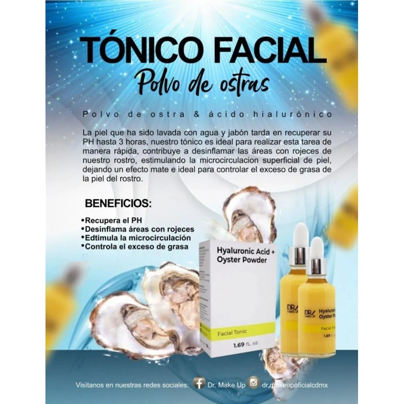 Tónico Facial Con Polvo De Ostra Ácido Hialurónico Drmakeup