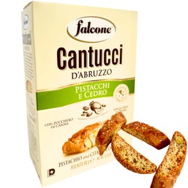 Falcone Cantucci Pistachio Biscotti from Italy 6.35 oz. (180g) Cantuccini Biscuits with Pistachios and Lemon - Imported Italian Biscotti Cookies - Pastries - Candied Citron - Similar to Amaretti
