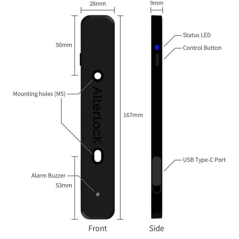 AlterLock Gen3 | Anti-Theft Alarm GPS/Wi-Fi Tracking Device Bluetooth/LTE-M Communication