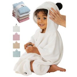 Konny Baby Hooded Towel: Rayon from Bamboo Cotton Baby Towel Hooded Poncho, Oeko-TEX, Ultra Soft & Quick-Dry, Girls, Babies, Newborn Boys, Toddler (White, Medium)