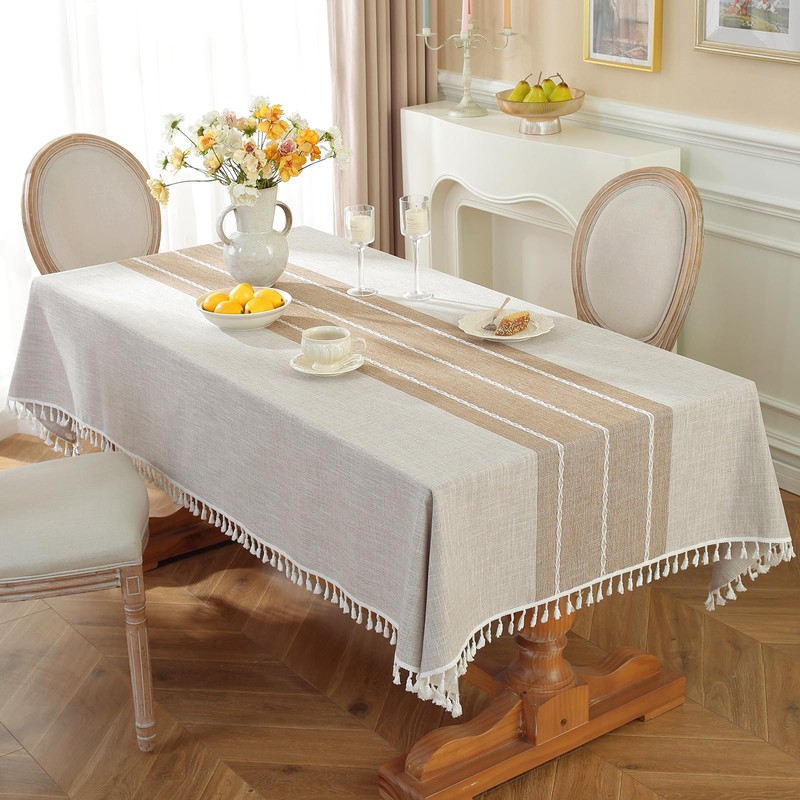 Cenebonxy Rustic Fall Table Cloth Rectangle Table Cloths, Cotton Linen