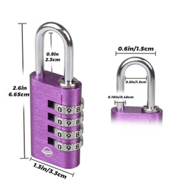 SISAV Combination Lock,4 Digit Gym Combination Padlock for School Lockers,Toolbox,Fence Gatev,Employee Locker(Purple 2-Pack)