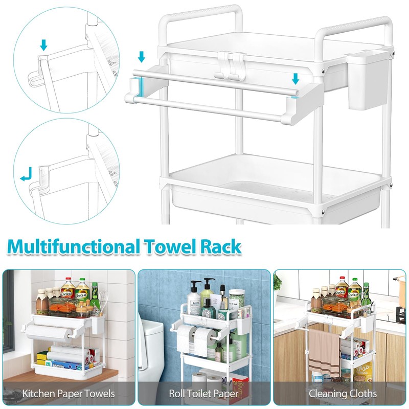 SPACEKEEPER Rolling Storage Cart, 4-Tier Bathroom Organizer Utility Cart Laundry