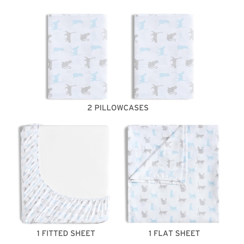 Beatrice Home Fashions Printed Microfiber Sheet Set, Soft Comfortable Easy