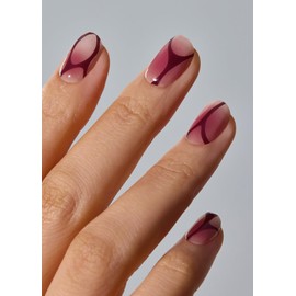 ohora Semi Cured Gel Nail Strips (N Bloody Blushy) - Works with Any Lamps, Salon-Quality, Long Lasting, Easy to Apply & Remove - Includes 2 Prep Pads, Nail File & Wooden Stick