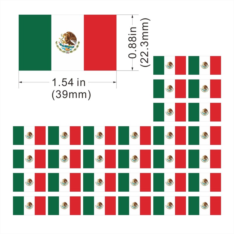 Womaha 30 Sheets Mexico Flag Temporary Tattoos Fans Face Tattoo