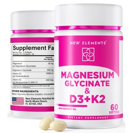Magnesium Glycinate 500mg with High-Potency Vitamin D3 10,000 IU & Vitamin K2 200mcg | Enhanced with Coconut Oil for Optimal Absorption | Non-GMO, Gluten-Free, Sugar-Free Softgels (60 softgels)