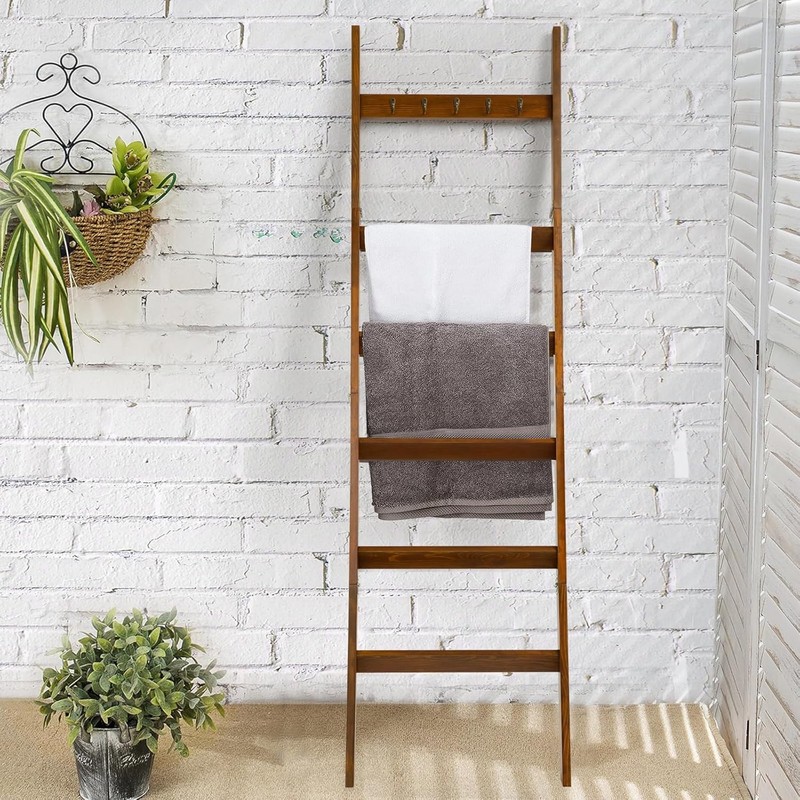 TEAKMAMA 6-Tier Blanket Ladder for Living Room and Bedroom,5.4 Ft