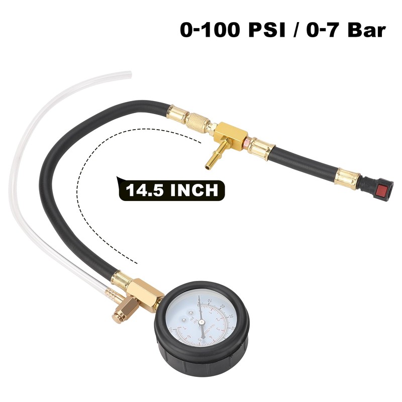 Hromee Fuel Pressure Test Kit 0-100PSI with 9.49,7.89,6.30 Fuel Line
