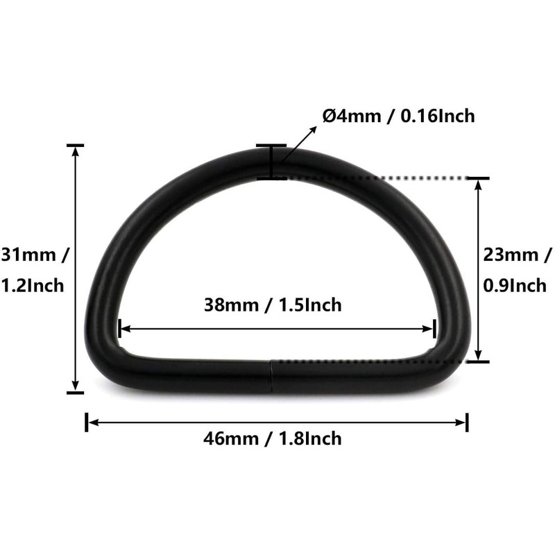 Seadiquiet Metal Black D Rings Buckle D-Rings 1.5 Inches Inside