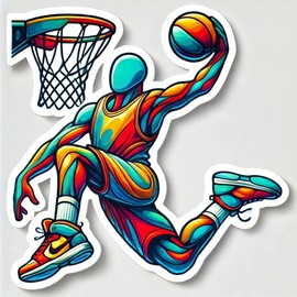 USA Basketball Sticker, Hoop Sticker, 4 inches - Car Bumper Sticker, Decal, Waterproof, Durable (Dunk)