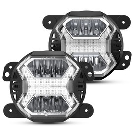 SPL Upgraded 4 Inch LED Fog Lights Jeep JK Wrangler Fog Lights Compatible with 2007-2018 Jeep Wrangler JK JKU TJ, 60W Front Bumper Fog Lights with X-Shaped DRL, Built-In EMC, Plug And Play (Pair)