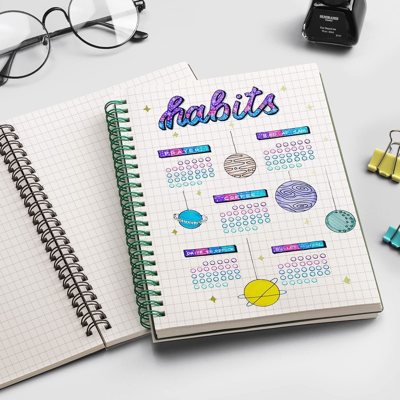 EMSHOI A5 Notebook Graph Paper, 4 Pack 640 Pages Spiral