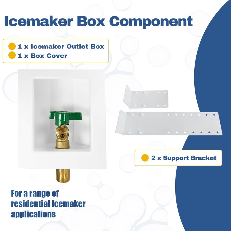 1-PACK GUOFIS Icemaker Outlet Box with 1/2" MIP Sweat Inlet