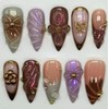 MAGLFELL Press On Nails -Purple, Handmade Medium Almond Fake Nails,