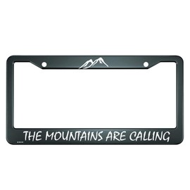 HOSNYE The Mountains are Calling License Plate Frame Mountaineers Metal License Plate Cover Front Plates Frames Car Tag Frame for Women Men US Vehicles Standard