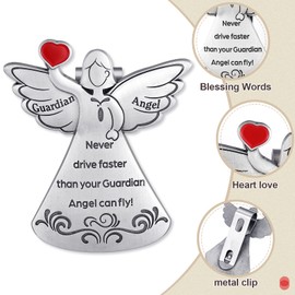 Guardian Angel Sun Visor Clip Never Drive Faster Fun Car Accessories Car Stuff for Teens Christian Car Visor Clip Angel Visor Clip Religious Gift for Teens, Family, Parent, Friend, Driver (2)