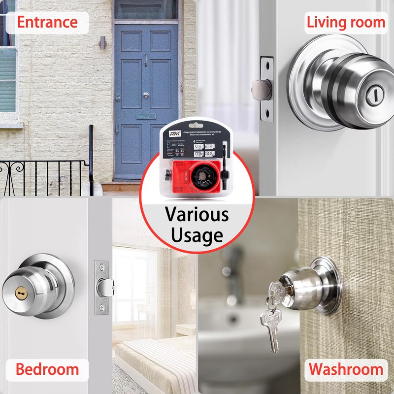 RKK Door Lock Installation Kit, Door Lock Carbon Steel Hole