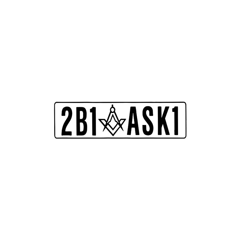 2B1ASK1 Square & Compass Masonic Vinyl Decal - [Black][6 Inch]