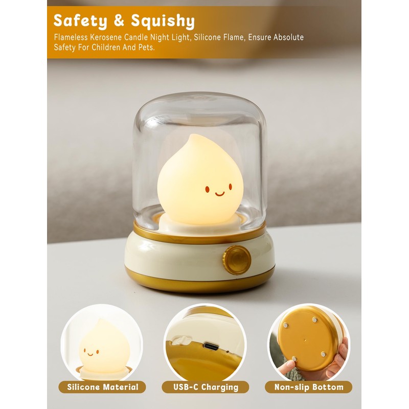 WANIDEA Ghost Campfire Night Light, Led Candles,Cute Kerosene Lamp,Halloween Decor