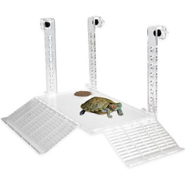 MC MEICHUANG Basking Platform for Aquatic Turtles - Turtle Basking Platform Hanging Acrylic Bask Terrace Multi-Functional Fence Type Platform Aquarium Feeding Resting