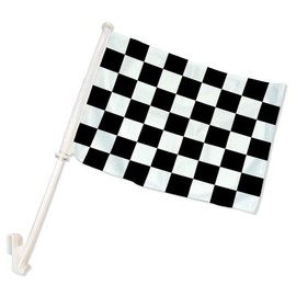 Black & White Checkered Double-Sided Car Flag - 1 Dozen Pack