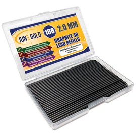 June Gold 108 Pieces, 2.0 mm 4B Lead Refills, 90 mm Tall, Extra Bold Thickness, Break Resistant Lead/Graphite