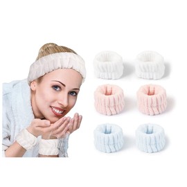 Kesaeki 3 Pack Facial Wash Wristbands Face Wash Wristbands Absorbent Elastic Wrist Strap Sweat Wrist Strap Wrist Towel for Women Coral Fluffy Soft Absorbent Hand Wash SPA, Pack of 3 in 5 Colors